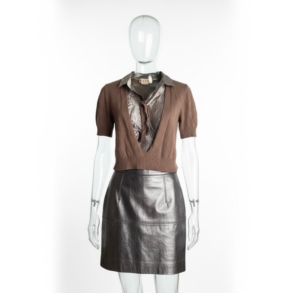 Marni Brown Cashmere Cardigan with metallic frontal insert IT Sz.40 US Small - Picture 2 of 14